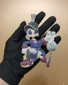 Colgante Personalizable de Dibujos Animados para Hombre, Totalmente Cubierto de Piedras, Personaje de Dibujos Animados, Estilo Hip Hop, Lujo, Moissanita, Bañado en Rodio, Colgante de Plata 925 para Rapper - Product Image 6