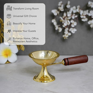 Quemador de Incienso Decorativo de Latón Puro Moderno con Acabado Dorado y Mango de Madera, el Más Vendido para Decoración del Hogar y Oficina - Product Image 5