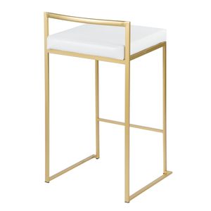 Ensemble de 3 tabourets de bar contemporains Fuji de 26 pouces en métal doré avec assise en similicuir blanc - Product Image 4