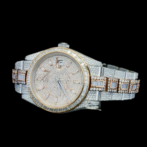 Reloj de Hombre con Diamantes de Moissanita Brillantes Personalizados, Redondos y en Forma de Baguette, Totalmente Cubierto de Diamantes, Estilo Hip Hop, Esfera de Cristal, Hecho a Mano, Colección Premium - Product Image 2