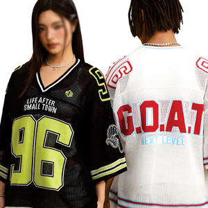 Novedades 2026: Camiseta de fútbol americano de malla atlética para hombre, 240 GSM, transpirable, estilo urbano, con número personalizado en sarga, OEM, al por mayor. - Product Image 2