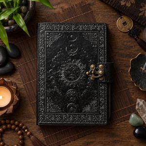 Diario de Cuero con Grabado de Sol y Luna, Hecho a Mano, Estilo Vintage, Cuaderno de Estilo Antiguo, Regalo Espiritual - Product Image 2