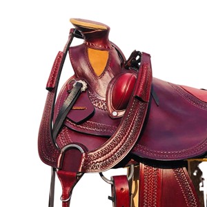 Hand <b>Tooled</b> Western <b>Leather</b> Horse Saddle with Wood Tree Stirrups & Saddle Bags Premium Trail Riding Cowboy Saddle - Product Image 3