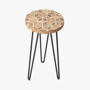 Macetero Redondo de Madera Premium con Incrustaciones de Madreperla y Soporte de Hierro, Moderno, para Interiores y Exteriores, Jardín, Patio - Product Image 3