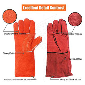 Guantes de Soldadura de Cuero Resistentes al Calor y al Fuego, Guantes de Soldadura con Logotipo Personalizado, Protección para las Manos - Product Image 6
