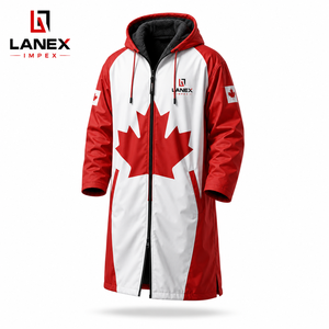 Chaqueta Parka Personalizada con la Bandera de Canadá, Impermeable, Cortavientos, Forrada de Forro Polar, con Capucha, para Natación, Surf y Deportes al Aire Libre - Product Image 2