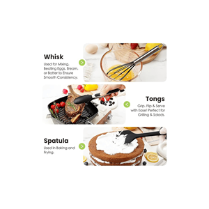 Ensemble de 35 ustensiles de cuisine en silicone de grande taille avec manche en acier inoxydable, spatules résistantes à la chaleur, ensemble d'outils de cuisson - Product Image 3