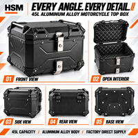 Top Case Moto 45L en Alliage d'Aluminium Étanche Rigide pour Vente en Gros Directe Usine