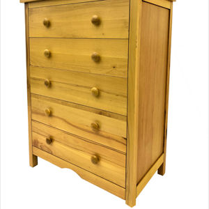 Commode Melitta personnalisée à 5 tiroirs en bois de hêtre, garantie 1 an, modèle pour chambre et salon, couleur naturelle, design moderne, réglable - Product Image 1