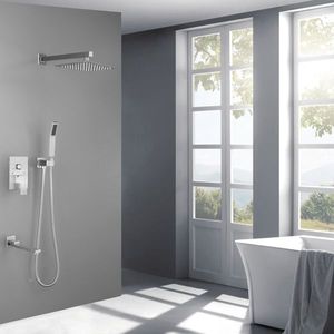 Set Doccia Lusso Quadrato da 10 Pollici con Miscelatore a Pioggia per Bagno - Product Image 4