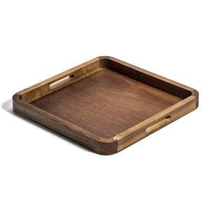 Bandeja de Servir de Madera Maciza de Lujo con Asas Recortadas, Bandeja Rectangular Moderna para Té y Café - Product Image 1