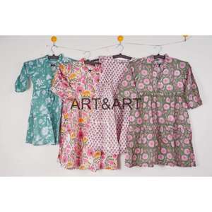 ชุดเดรสชายหาดทรงเอ พิมพ์ลายดอกไม้ แขนพองเล็กน้อย ผ้าฝ้าย 100% เป็นมิตรกับสิ่งแวดล้อม สำหรับฤดูร้อน ขายส่ง - Product Image 2