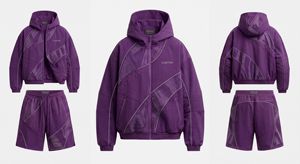 Custom Oversized Rhinestone Panel Windbreaker Hoodie Shorts Set Full <b>Zip</b> Lightweight Breathable Streetwear Tracksuit OEM - Product Image 3