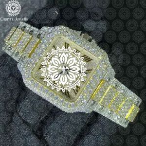 Reloj Charm Jewells de acero inoxidable para hombre, caja de 40 mm, detalles de diamantes, analógico, de lujo, a la moda, movimiento mecánico, fecha automática - Product Image 1