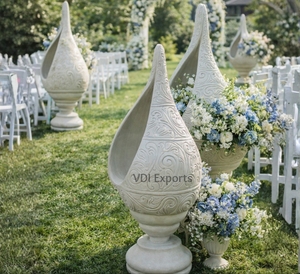 VDI EXPORTS Luxury Carved Shankh design Drop Vase Sculpture Entrance Aisle Decor <b>Prop</b> for <b>Weddings</b> & Events - Product Image 2