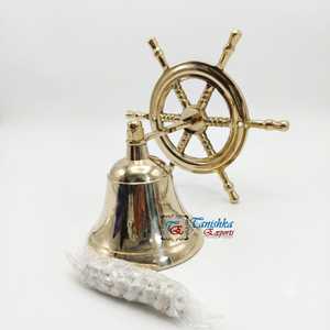 Cloche murale en laiton massif pour réception, école, extérieur, intérieur, dîner et église - 4 pouces par Tanishka Exports - Product Image 2