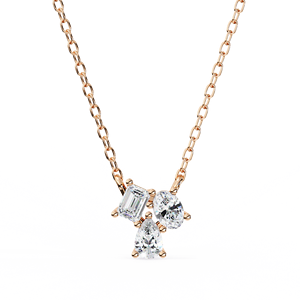 Minimalist 14K <b>Solid</b> <b>Gold</b> Oval Emerald and Pear Cut Prong Set E VS Lab Diamond Solitaire <b>Pendant</b> Necklace for Women Party Gift - Product Image 3