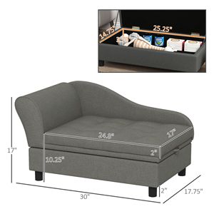 Gray Small Dog Pet <b>Sofa</b> <b>Bed</b> with <b>Storage</b> for Small Canine Comfort - Product Image 2