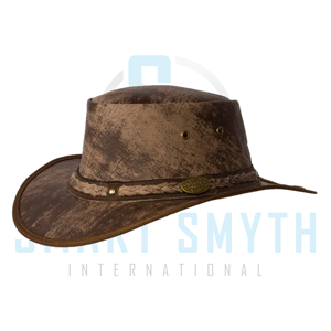 Chapeau de cowboy en cuir vieilli vintage, chapeau d'équitation western pour ranch, usage équestre extérieur avec logo personnalisé OEM ODM - Product Image 1