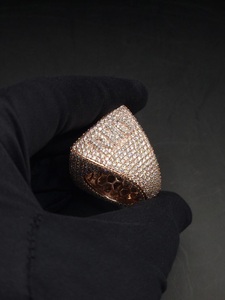 Rose Gold Initial Moissanite <b>Ring</b> <b>925</b> Sterling <b>Silver</b> Iced Out Hip Hop Jewellery VVS Diamond <b>Ring</b> - Product Image 2
