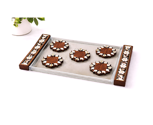 ถาดรองแก้วและถาดเสิร์ฟฝังมุกแบบขายส่ง พร้อมโลโก้สั่งทำ สำหรับร้านอาหาร งานอีเว้นท์  ภาชนะครัวแบบฝังมุกที่เป็นมิตรกับสิ่งแวดล้อม - Product Image 4