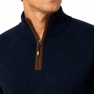 Pull à col zippé pour homme, de qualité supérieure, respirant, à motifs, élégant, confortable, chaud, décontracté, moderne, tricot tendance - Product Image 4