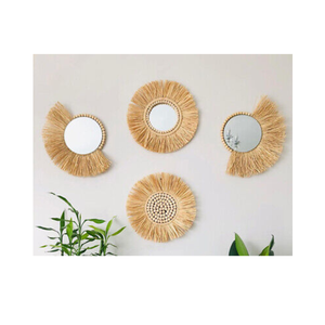 Handmade Oval Rattan <b>Frame</b> Wall <b>Mirror</b> Natural Woven Bohemian Design 99 <b>Gold</b> Data Bella Home Decor - Product Image 2