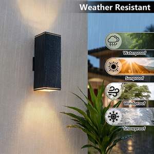 Mirrea Modern <b>Outdoor</b> Wall Sconce 2 Pack Matte Black 18" Aluminum Rectangular Tube Tempered Glass Cover Waterproof <b>Patio</b> <b>Light</b> - Product Image 3