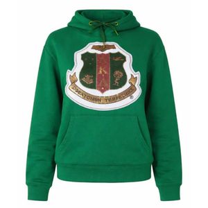 AKA Sweat à capuche à sequins pour femme, rose et vert, avec motif de blason, décontracté, tenue grecque de sororité, haut de mode élégant - Product Image 2