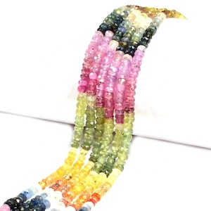Cuentas de forma Rondelle facetadas de zafiro múltiple natural para hacer joyas, hebras de 16 pulgadas - Product Image 5