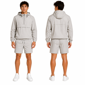 Wholesale <b>Men's</b> Winter <b>Pullover</b> Windbreaker Shorts Set Pocket Hooded <b>Jacket</b> Breathable Quick Dry Outdoor Sports Gym Tracksuit 2 - Product Image 6