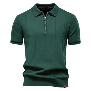 เสื้อเชิ้ตผู้ชายแบบมีโลโก้สั่งทำได้ ผ้าคอตตอน 100% คุณภาพพรีเมียม ซิปครึ่งตัว แห้งเร็ว สีเขียววินเทจ สำหรับฤดูร้อน - Product Image 1