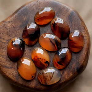 Cabochons ovales en agate du Montana, tailles calibrées, dos plat, poli miroir, pierres précieuses artisanales pour pendentifs, vente en gros pour fournisseurs - Product Image 3