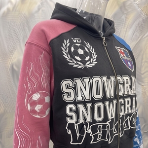 Sweat-shirt à capuche brodé Snowgrace, fermeture éclair, manches raglan, design sportif court, unisexe, coupe classique, vêtements d'hiver - Product Image 5