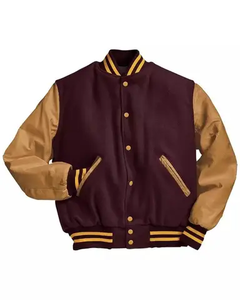 Wholesale Custom Men's Canvas Varsity <b>Jackets</b> Stand Chenille Embroidery Patch Leather Sleeve Bomber Baseball Letterman Design - Product Image 2