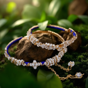 Sparkling Crystal Stone Fancy Bracelets & <b>Bangles</b> <b>Set</b> 10575633NBL_2.4 for Wedding & Festive Wear - Product Image 3
