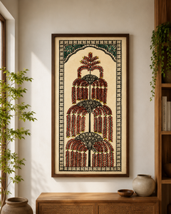 La peinture indienne traditionnelle est une Pattachitra, une forme d'art sur rouleau de tissu, originale et adaptée aux occasions intérieures, comme les salons. - Product Image 1
