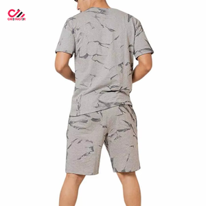 Men's Gray Bird Print Short Sleeve T-Shirt And Shorts <b>Set</b> Cotton Breathable Casual Summer Wear <b>Twin</b> <b>Set</b> - Product Image 3