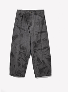 Pantalon en jean 100 % coton personnalisé, respirant, coupe droite ample, style streetwear, avec broderie et taille élastique – Vente en gros - Product Image 5