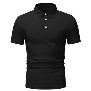 Men's Black Short Sleeve Knitted Polo Shirt Solid Color Casual Style Regular Fit - Product Image 1