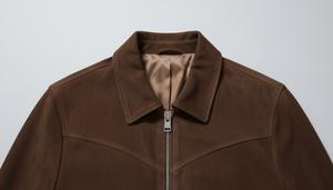 Veste matelassée de luxe en cuir suédé véritable pour homme – Artisanat de haute qualité, style minimaliste élégant, noir, col montant - Product Image 5