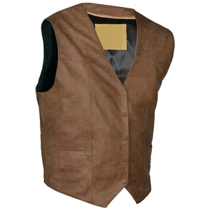 Chaleco de Cuero Personalizado para Hombre, Transpirable, al por Mayor, Estilo Casual para Exteriores, Fabricado en Cuero, sin Mangas - Product Image 2