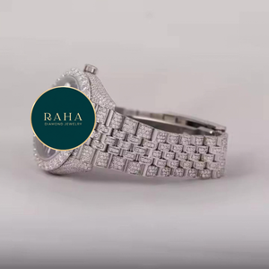 นาฬิกาข้อมือ RAHA EXPORT Diamond Unisex หรูหรา สายสแตนเลสสตีล ขนาด 41 มม. ระบบอนาล็อก เครื่องกล กระจกคริสตัล ตัวล็อคแบบผีเสื้อ กันน้ำ - Product Image 1