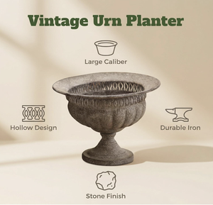 Stone look Iron Tabletop Vase Handmade Distressed Finish Outdoor Indoor Plant Pot Metal Vases Classic Design - Product Image 4