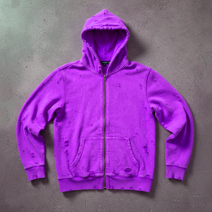 Ensemble de survêtement de luxe personnalisé pour homme avec strass, comprenant un sweat à capuche et un pantalon de jogging à manches longues et fermeture éclair intégrale, effet délavé soleil - Product Image 4