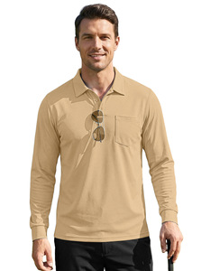 <b>Men's</b> Long Sleeve Knitted Polo <b>Shirt</b> Solid Black Button Collar Casual Style 100% Cotton Anti-Pilling Regular Fit 2027 - Product Image 4