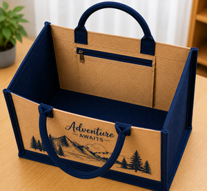 Adventure Awaits Eco-Friendly Durable Jute Tote <b>Bag</b> with <b>Large</b> Shoulder Handle Mountain Design for Outdoor & <b>Beach</b> Use - Product Image 6