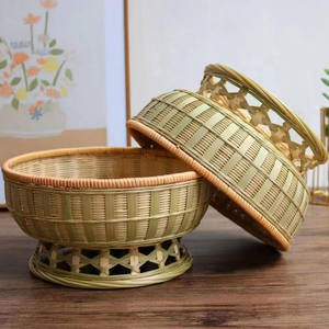 Rustic <b>Bamboo</b> <b>Basket</b> for Snacks and Fruits Natural <b>Bamboo</b> Storage <b>Basket</b> for Kitchen Countertop Desktop Tabletop Organizer Home - Product Image 4