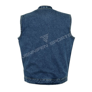 <b>Denim</b> Biker Vest Blue Acid Washed Wholesale Top Quality Motorcycle Fashion Vest <b>Jacket</b> Biker Motorcycle Vest With Multi Pockets - Product Image 4