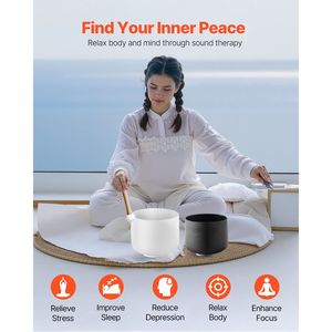 Set di 2 campane tibetane in cristallo di quarzo smerigliato da 8 e 10 pollici (nota Fa) con borsa per il trasporto, ideali per la meditazione e la guarigione - Product Image 2